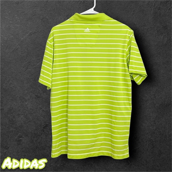Men’s Adidas Green White Stripe Short Sleeve shirt Half Button Shirt - Picture 4 of 6
